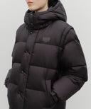 SLEEVE DETATCHABLE HOODED DOWN JACKET IN BLACK