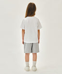 KIDS CLASSIC LOGO BERMUDA ONE TUCK SWEAT SHORTS IN HEATHER GREY image 5