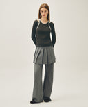 W SLEEVELESS LAYERED LONG SLEEVE TEE IN CHARCOAL GREY image 5