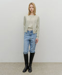 W HALF KNIT ROUND NECK CARDIGAN SET UP IN OATMEAL image 7