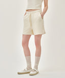 W LACE DETAIL SWEAT SHORTS IN IVORY image 12