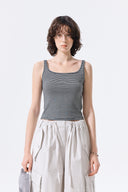 SQUARE NECK CROPPED TANK TOP IN BLACK image 5
