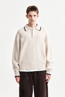 BACK LOGO COLLAR KNIT TOP FOR MEN IN IVORY image 10