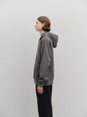 CLASSIC LOGO EMBROIDERY HOODIE (BRUSHED) IN CHARCOAL GREY