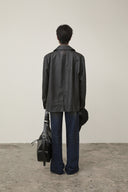 FAUX LEATHER DOUBLE JACKET FOR MEN IN BLACK image 17