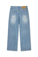 FRONT LAYERED DISTRESSED DENIM PANTS IN BLUE image 2
