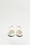 BUCKLE STILETTO SLING BACK HEELS IN IVORY image 7