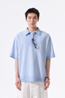 SMALL LOGO WASHED PIQUE TOP FOR MEN IN CHARCOAL GREY image 7