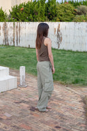 STRING NYLON CARGO PANTS IN KHAKI image 8