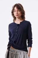 ASYMMETRIC BUTTON CLOSURE TOP IN NAVY image 11