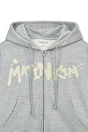 GRAFFITI LOGO CROP HOODY ZIP UP IN GRAY image 13