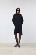 BACK OPEN HOODY JERSEY DRESS IN BLACK image 9