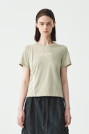BACK SLIT SLIM TOP IN LIGHT KHAKI image 12