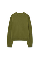 CASHMERE BLENDED ROUND KNIT CARDIGAN IN OLIVE image 2