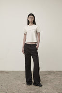 DIAGONAL LOGO REVERSIBLE CROP TOP IN IVORY image 11
