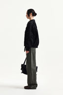 SMALL LOGO SHIRRING JUMPER IN BLACK image 6