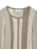 COLOR BLOCK SLIM KNIT CARDIGAN IN BEIGE