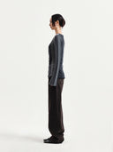 COLOR BLOCK SLIM KNIT CARDIGAN IN CHARCOAL GREY