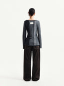 COLOR BLOCK SLIM KNIT CARDIGAN IN CHARCOAL GREY