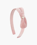 KIDS VELVET RIBBON HAIR BAND IN PINK