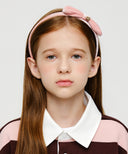 KIDS VELVET RIBBON HAIR BAND IN PINK