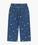 KIDS STRAIGHT FIT PRINT DENIM PANTS IN DARK BLUE