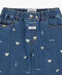 KIDS STRAIGHT FIT PRINT DENIM PANTS IN DARK BLUE