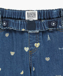 KIDS STRAIGHT FIT PRINT DENIM PANTS IN DARK BLUE