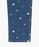 KIDS STRAIGHT FIT PRINT DENIM PANTS IN DARK BLUE