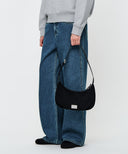 CLASSIC LOGO HALF MOON 2-WAY CROSS BAG IN BLACK