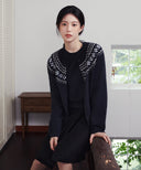 W SMALL CLASSIC LOGO NORDIC CARDIGAN SET UP IN NAVY