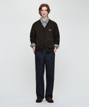 PREMIUM SMALL CLASSIC LOGO CASHMERE V-NECK CARDIGAN IN BROWN