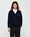 PREMIUM SMALL CLASSIC LOGO CASHMERE V-NECK CARDIGAN IN NAVY