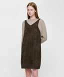 W FAUX LEATHER SLEEVELESS MINI DRESS IN BROWN