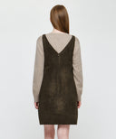 W FAUX LEATHER SLEEVELESS MINI DRESS IN BROWN