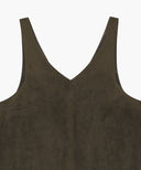W FAUX LEATHER SLEEVELESS MINI DRESS IN BROWN