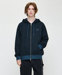 SMALL CLASSIC LOGO STRIPE OVERSIZED HOODIE ZIPUP IN DARK BLUE