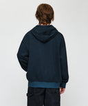 SMALL CLASSIC LOGO STRIPE OVERSIZED HOODIE ZIPUP IN DARK BLUE