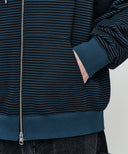 SMALL CLASSIC LOGO STRIPE OVERSIZED HOODIE ZIPUP IN DARK BLUE