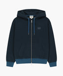 SMALL CLASSIC LOGO STRIPE OVERSIZED HOODIE ZIPUP IN DARK BLUE