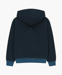 SMALL CLASSIC LOGO STRIPE OVERSIZED HOODIE ZIPUP IN DARK BLUE