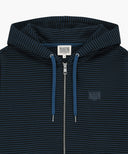 SMALL CLASSIC LOGO STRIPE OVERSIZED HOODIE ZIPUP IN DARK BLUE