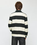 SMALL CLASSIC LOGO RUGBY COLLAR LONG SLEEVE TEE IN CHARCOAL GREY