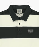 SMALL CLASSIC LOGO RUGBY COLLAR LONG SLEEVE TEE IN CHARCOAL GREY