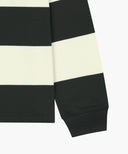SMALL CLASSIC LOGO RUGBY COLLAR LONG SLEEVE TEE IN CHARCOAL GREY