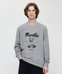 DOODLE BEAR LONG SLEEVE TEE IN HEATHER GREY