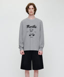 DOODLE BEAR LONG SLEEVE TEE IN HEATHER GREY