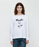 DOODLE BEAR LONG SLEEVE TEE IN WHITE