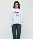 DOODLE BEAR LONG SLEEVE TEE IN WHITE