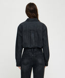 MICRO CLASSIC LOGO OVERSIZED DENIM SHIRT IN BLACK